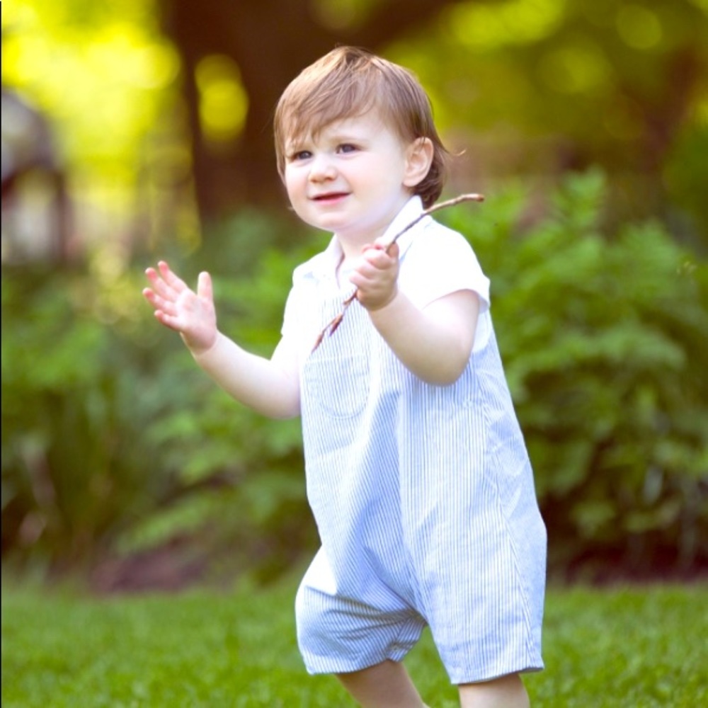 Petit Bateau Seersucker Coverall / Romper Size 18m